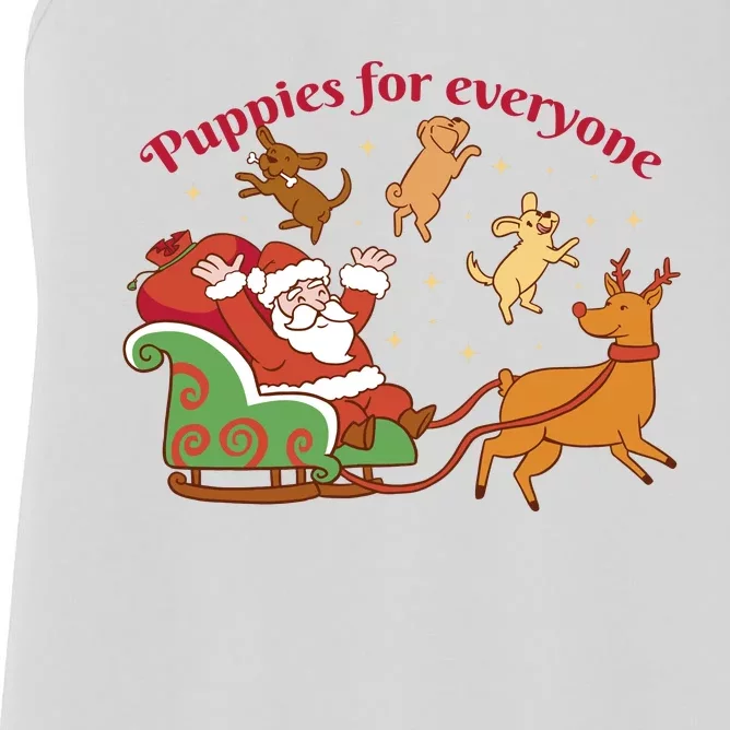 Puppies For Everyone Funny Santa Christmas Women's Racerback Tank