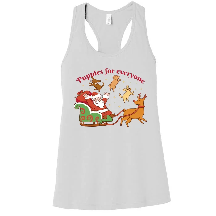 Puppies For Everyone Funny Santa Christmas Women's Racerback Tank