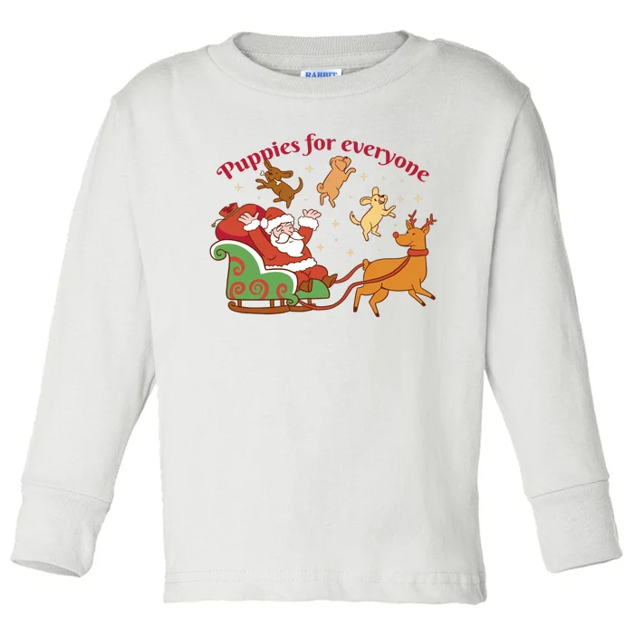 Puppies For Everyone Funny Santa Christmas Toddler Long Sleeve Shirt