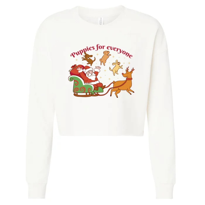 Puppies For Everyone Funny Santa Christmas Cropped Pullover Crew