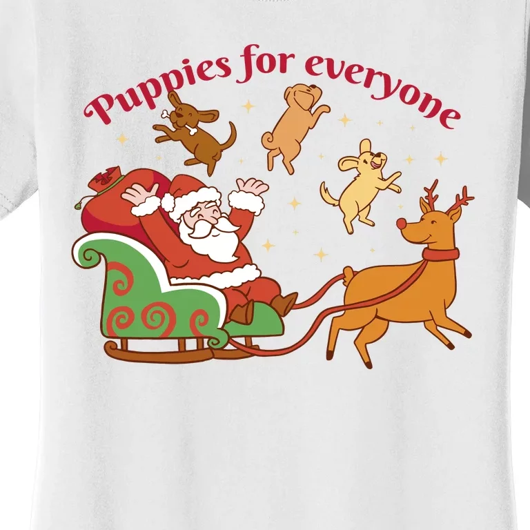 Puppies For Everyone Funny Santa Christmas Women's T-Shirt