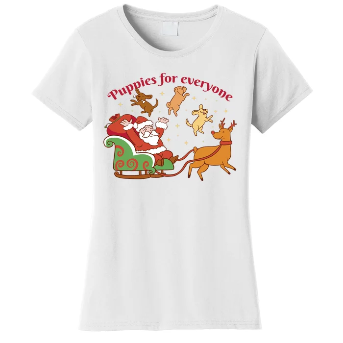 Puppies For Everyone Funny Santa Christmas Women's T-Shirt