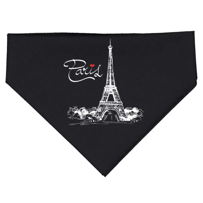 Paris France Eiffel Tower I Love Paris French Souvenir Gift USA-Made Doggie Bandana