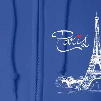 Paris France Eiffel Tower I Love Paris French Souvenir Gift Full Zip Hoodie