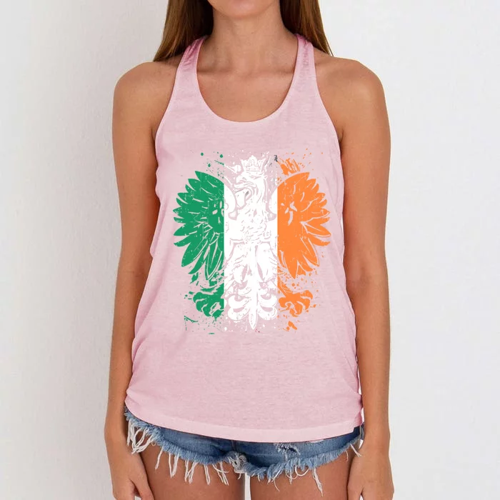 Polish Flag Eagle Irish Flag Colors Gift Great Gift Women's Knotted Racerback Tank