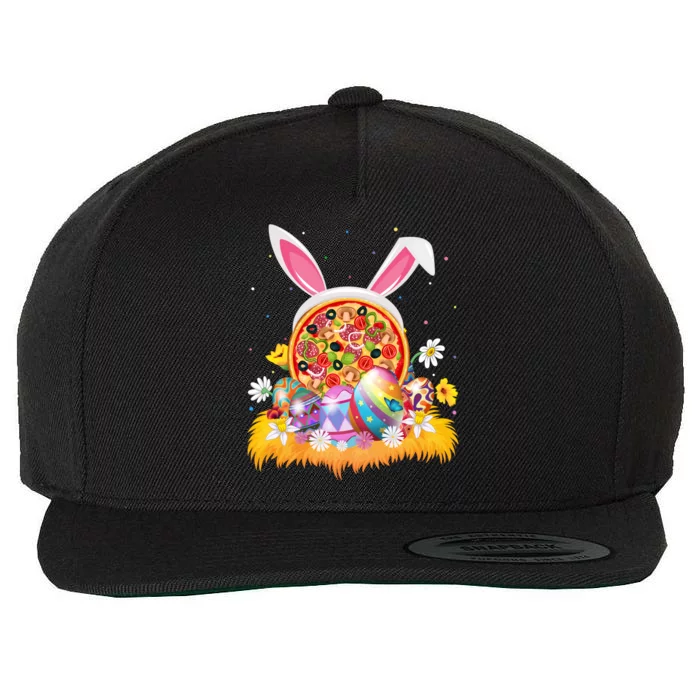 Pizza Fast Food Lover Easter Egg Funny Pizza Easter Sunday Great Gift Wool Snapback Cap