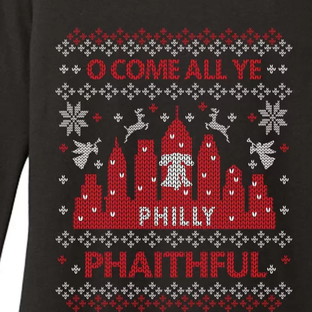 Philly Faithful Funny Philadelphia Philly Fan Ugly Christmas Womens CVC Long Sleeve Shirt