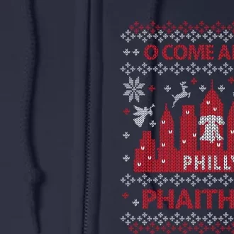 Philly Faithful Funny Philadelphia Philly Fan Ugly Christmas Full Zip Hoodie