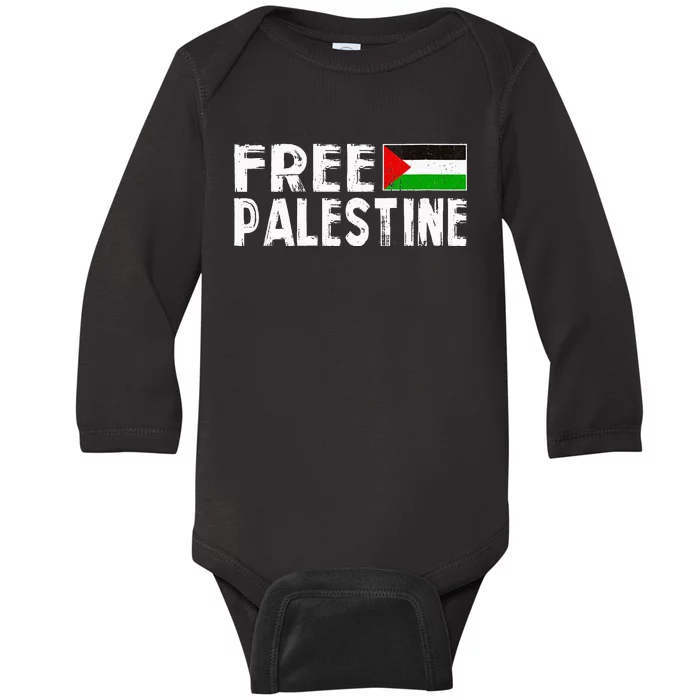 Palestine Flag Free Gaza Palestinian Proud Free Palestine Baby Long Sleeve Bodysuit