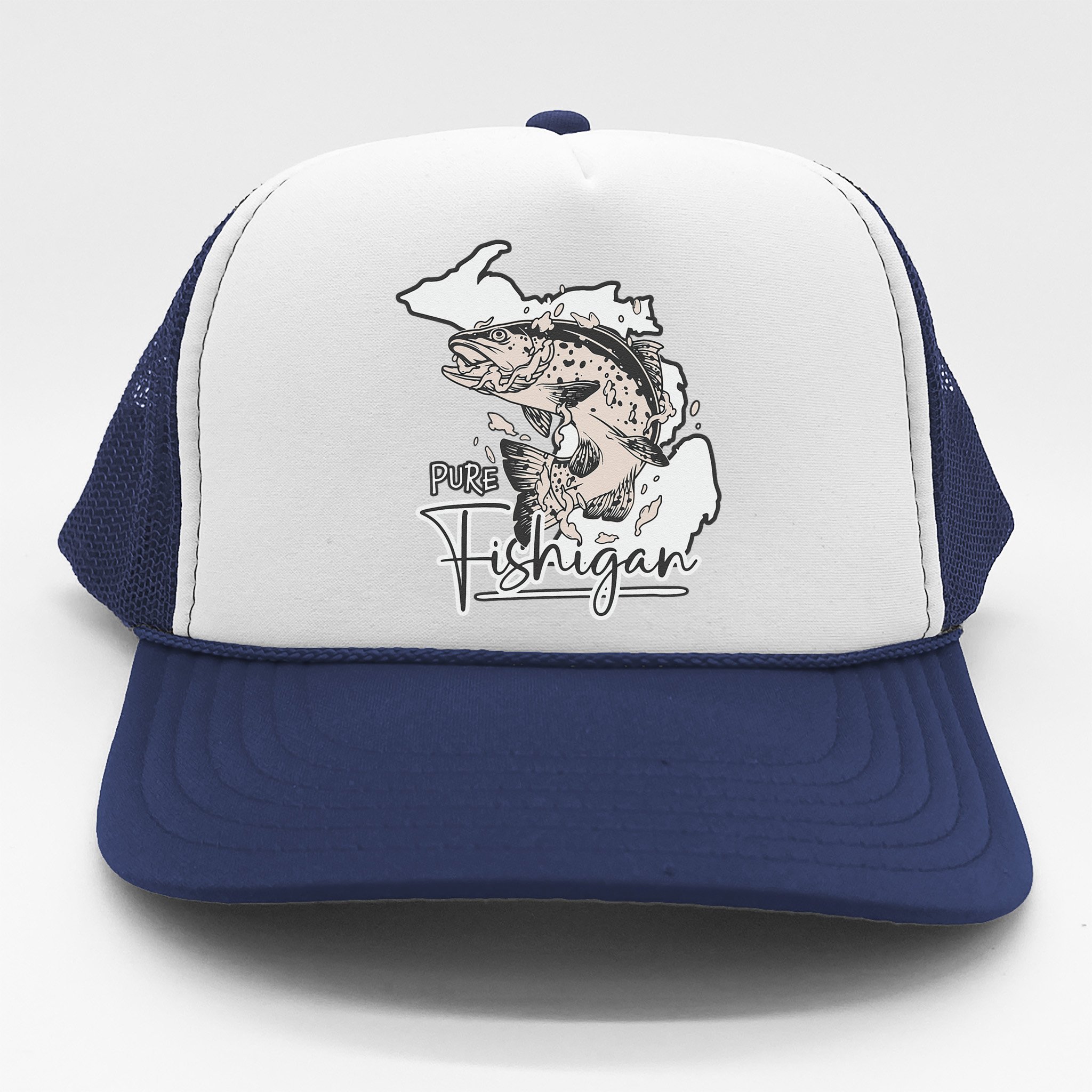 Vintage Fishing Michigan Pun Michigan Fishigan Trucker Hat