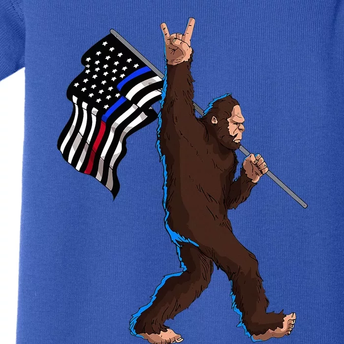 Police Fire First Responder Flag For Bigfoot Rock And Roll Baby Bodysuit