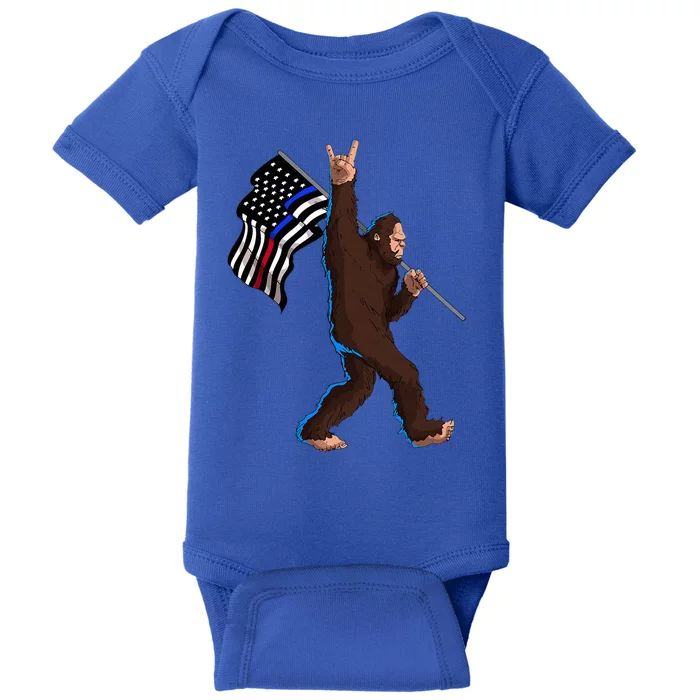 Police Fire First Responder Flag For Bigfoot Rock And Roll Baby Bodysuit