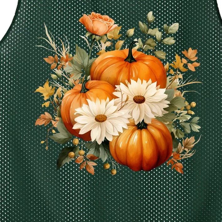 Pumpkin Fall Floral Festive Mesh Reversible Basketball Jersey Tank