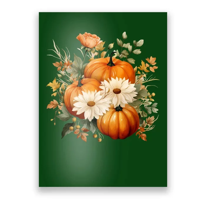 Pumpkin Fall Floral Festive Poster