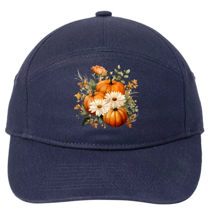 Pumpkin Fall Floral Festive 7-Panel Snapback Hat