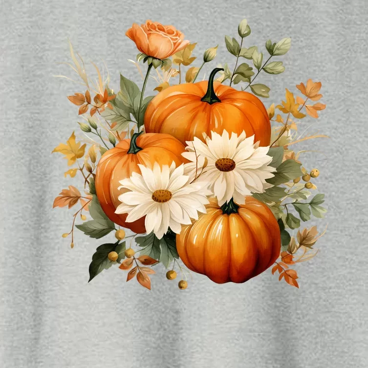 Pumpkin Fall Floral Festive Women's Crop Top Tee