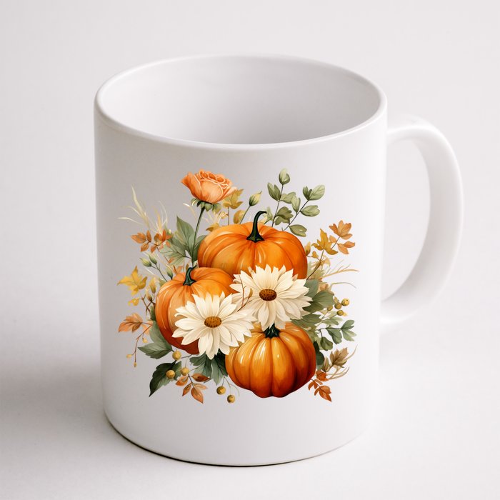 Pumpkin Fall Floral Festive Front & Back Coffee Mug