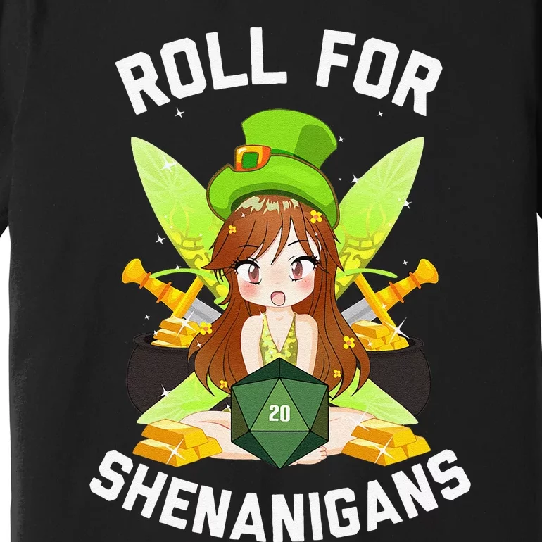 Pixie Fairy Fantasy D20 Tabletop RPG Funny St Patricks Day Premium T-Shirt