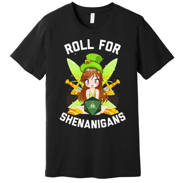 Pixie Fairy Fantasy D20 Tabletop RPG Funny St Patricks Day Premium T-Shirt