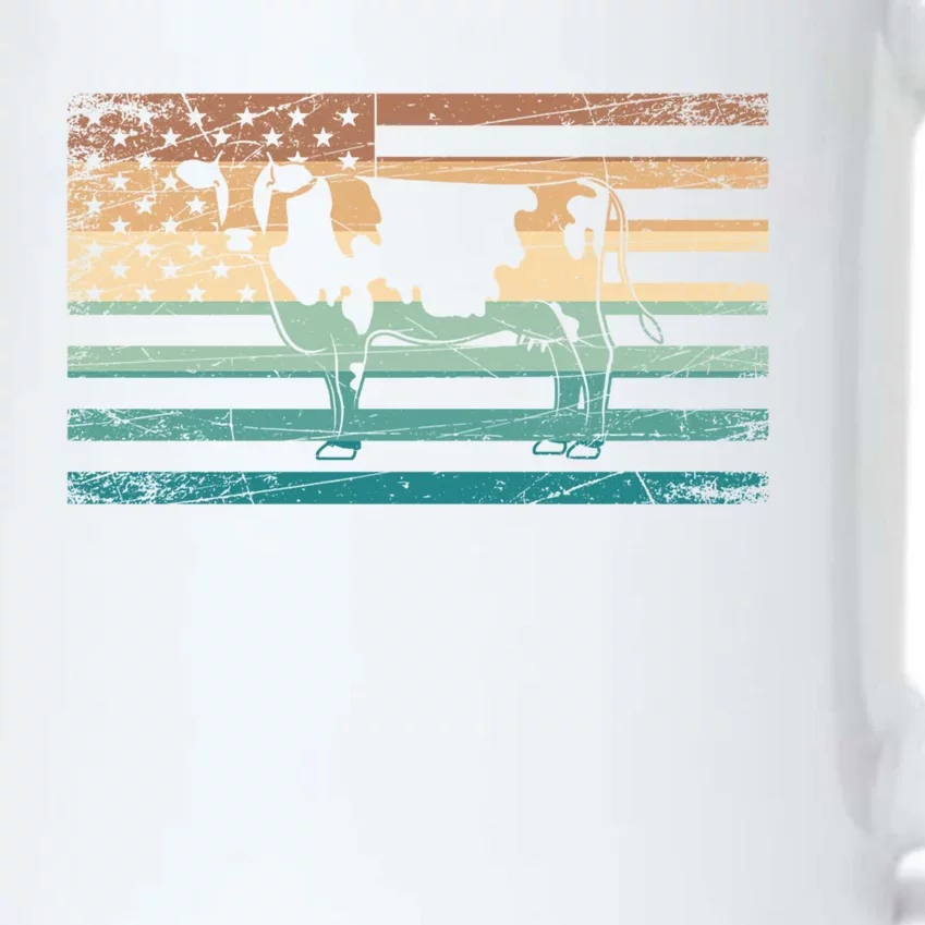 Patriotic Farmer Farm Animal Lover Gift Us Flag Cow Gift Black Color Changing Mug