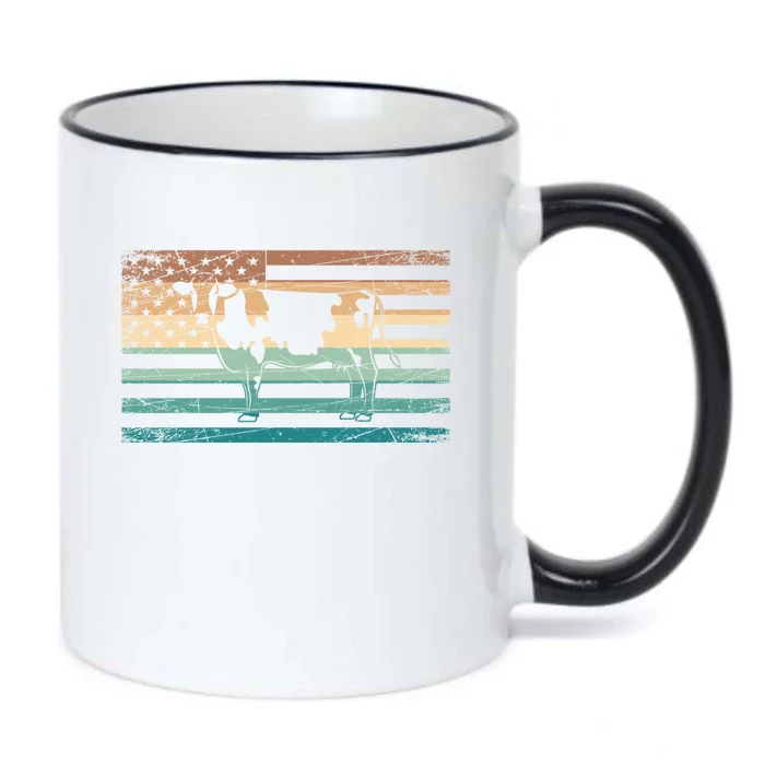 Patriotic Farmer Farm Animal Lover Gift Us Flag Cow Gift Black Color Changing Mug