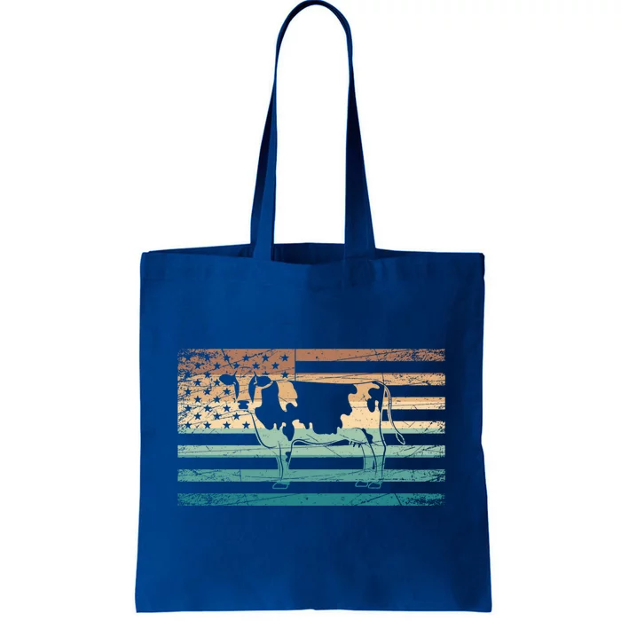 Patriotic Farmer Farm Animal Lover Gift Us Flag Cow Gift Tote Bag