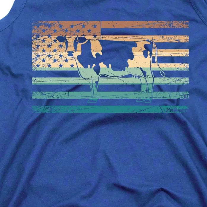 Patriotic Farmer Farm Animal Lover Gift Us Flag Cow Gift Tank Top