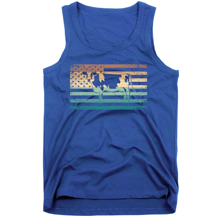 Patriotic Farmer Farm Animal Lover Gift Us Flag Cow Gift Tank Top