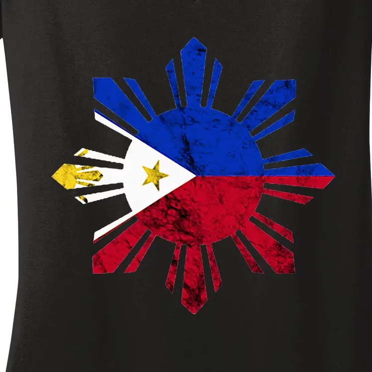 Philippines Filipino Flag Pilipinas Pride Filipino Roots Women's V-Neck T-Shirt