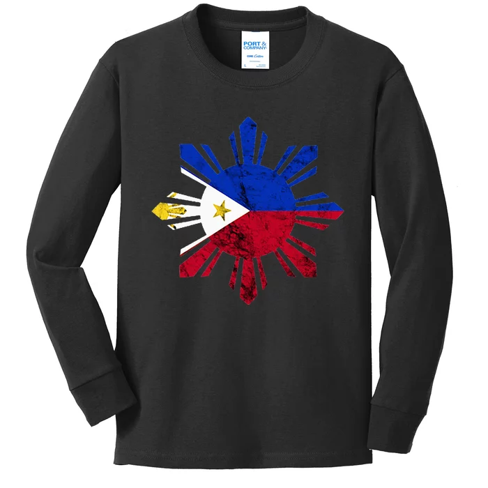 Philippines Filipino Flag Pilipinas Pride Filipino Roots Kids Long Sleeve Shirt