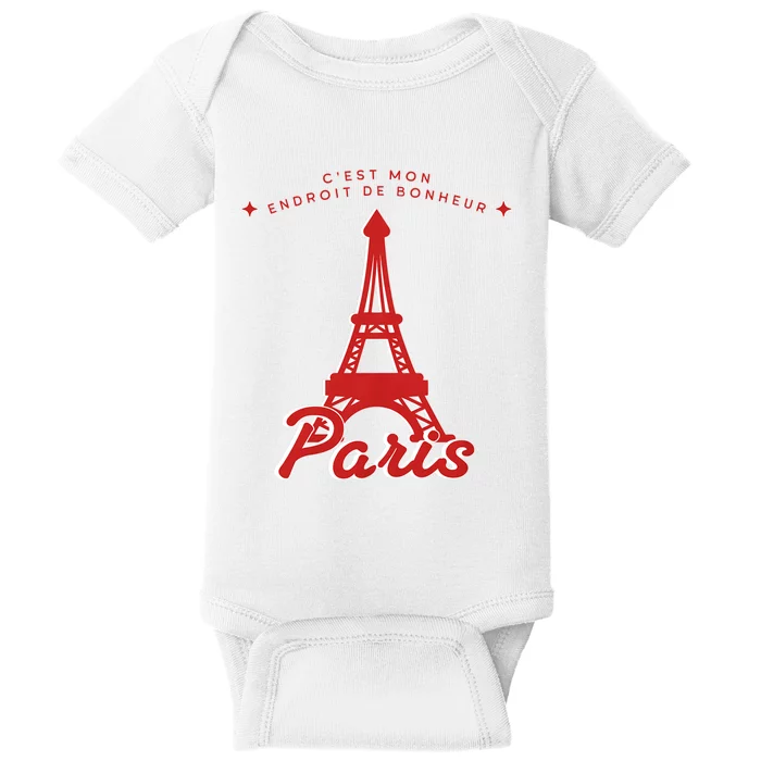 Paris France French This Is My Happy Place Travel Retro Cute Baby Bodysuit