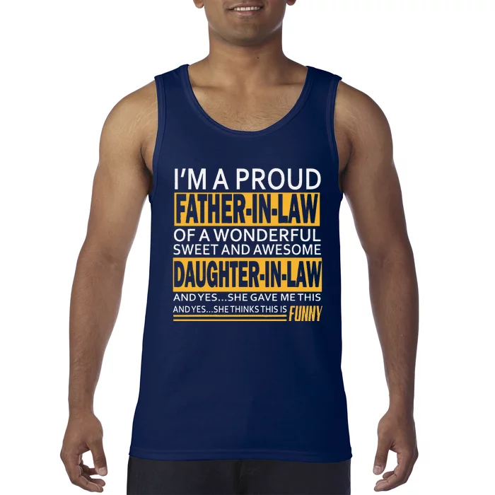 Proud Fatherinlaw Fathers Day Gift From Daughterinlaw Tank Top