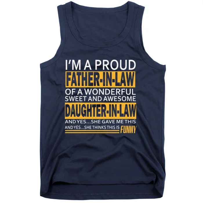 Proud Fatherinlaw Fathers Day Gift From Daughterinlaw Tank Top