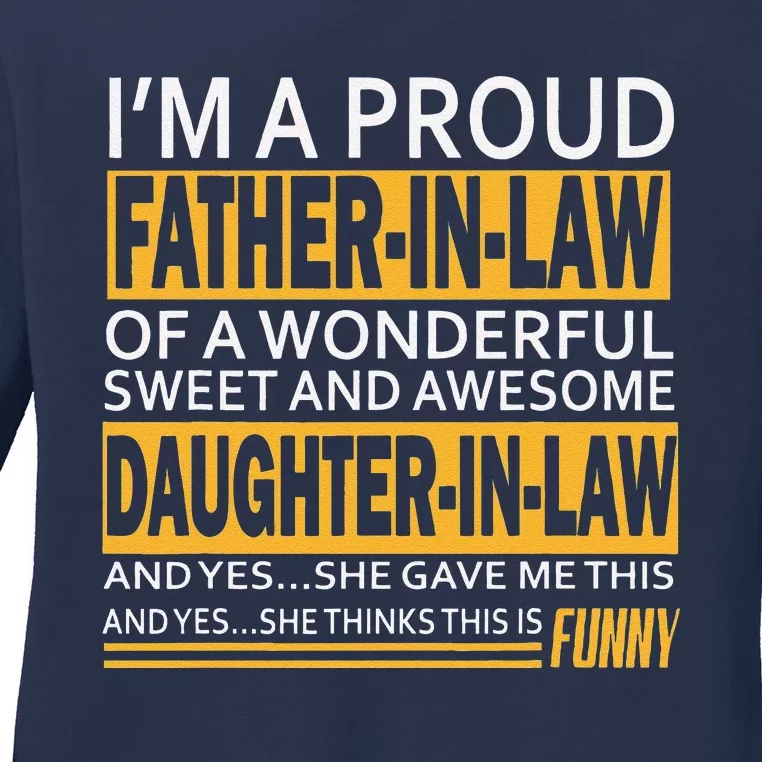 Proud Fatherinlaw Fathers Day Gift From Daughterinlaw Ladies Long Sleeve Shirt