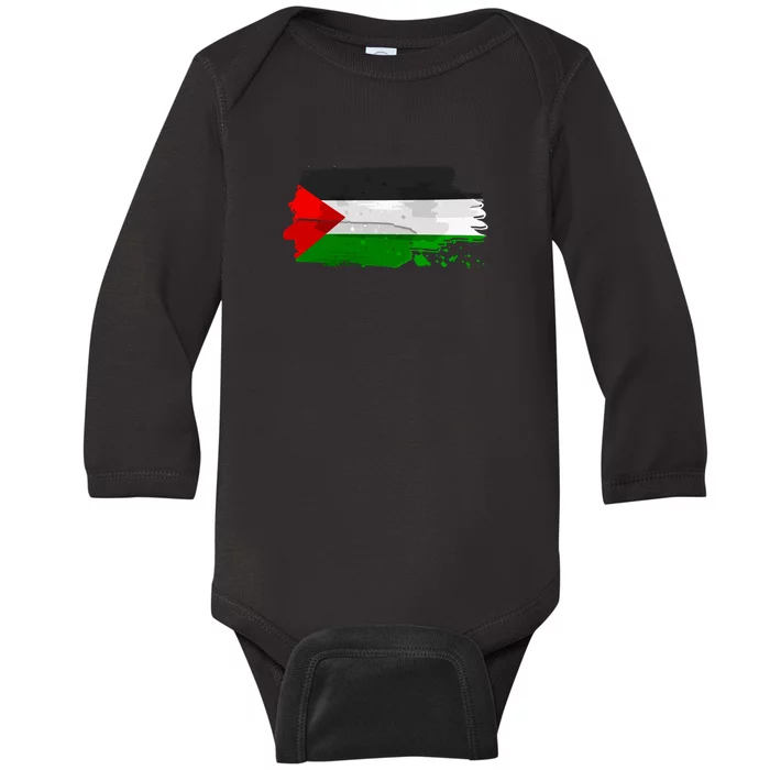 Palestine Flag Free Palestine Baby Long Sleeve Bodysuit