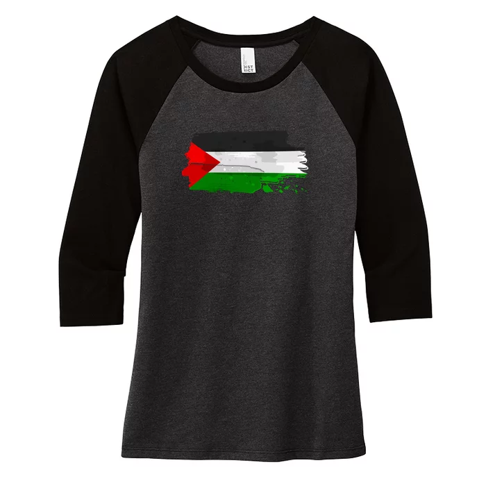 Palestine Flag Free Palestine Women's Tri-Blend 3/4-Sleeve Raglan Shirt