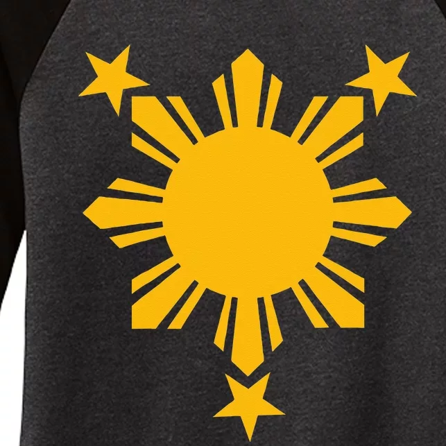 Philippines Flag Filipino 3 Star Sun Women's Tri-Blend 3/4-Sleeve Raglan Shirt