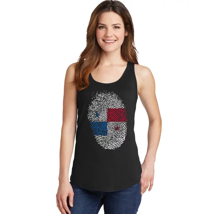 Panamanian Flag Fingerprint Panama Ladies Essential Tank