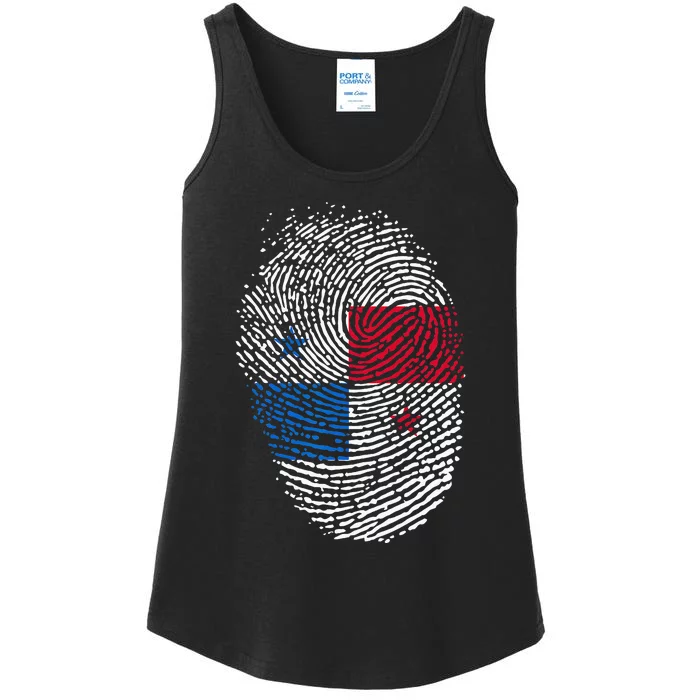 Panamanian Flag Fingerprint Panama Ladies Essential Tank