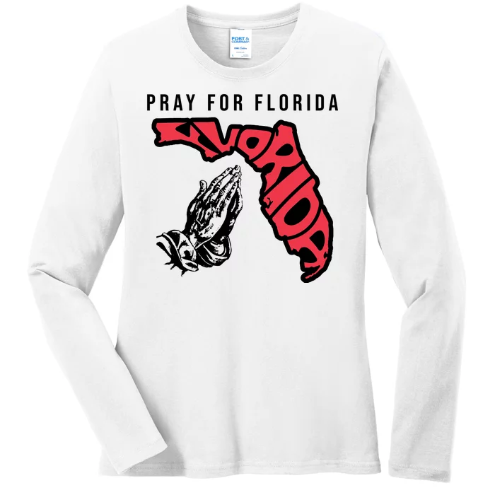 Pray For Florida Hurricane Milton Awareness Ladies Long Sleeve Shirt