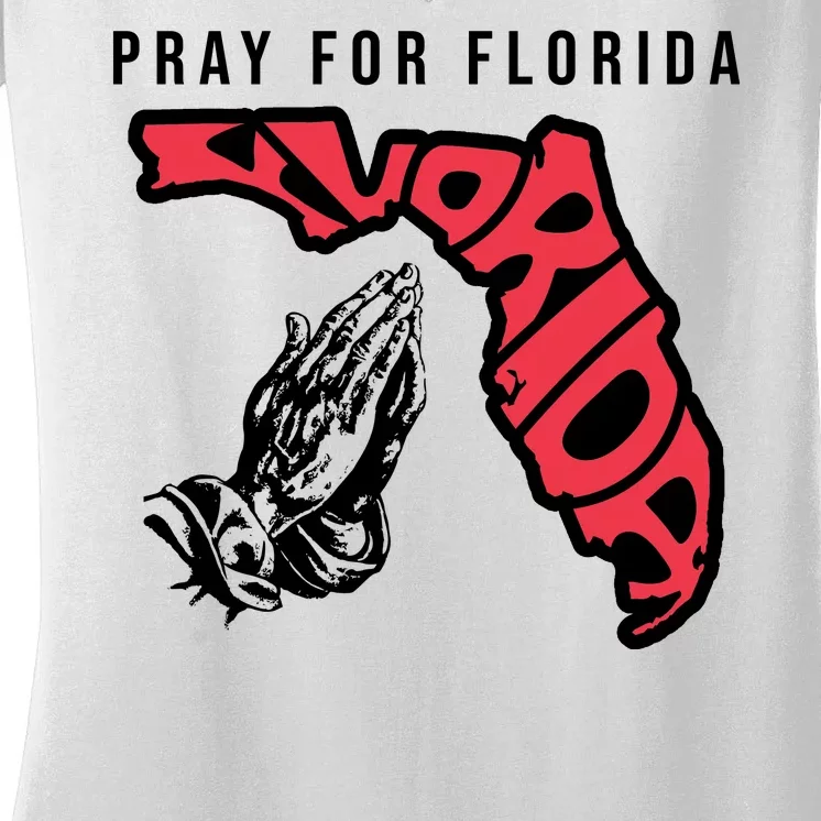 Pray For Florida Hurricane Milton Awareness Women's V-Neck T-Shirt