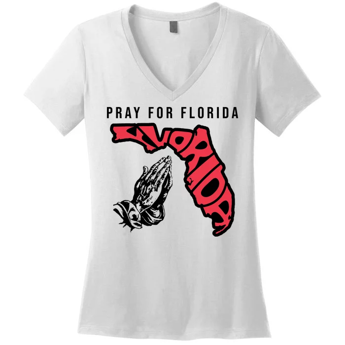 Pray For Florida Hurricane Milton Awareness Women's V-Neck T-Shirt