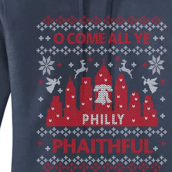 Philly Faithful Funny Philadelphia Philly Fan Ugly Christmas Women's Pullover Hoodie