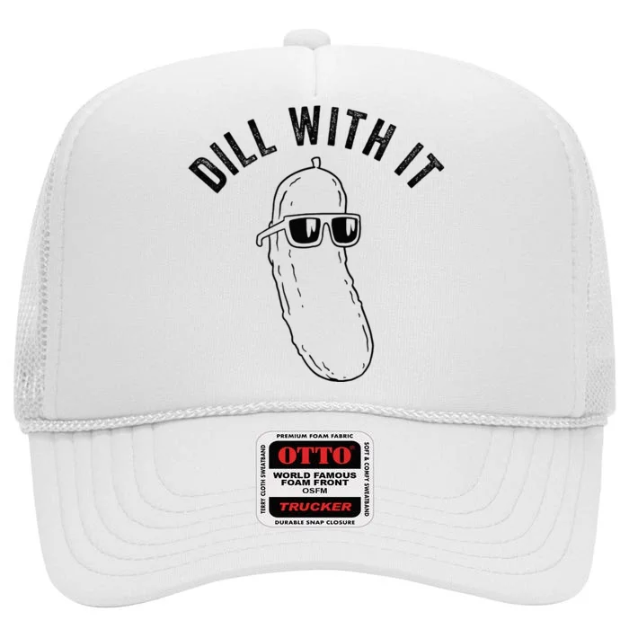 Pickle Funny Food Dill With It Pickle High Crown Mesh Trucker Hat