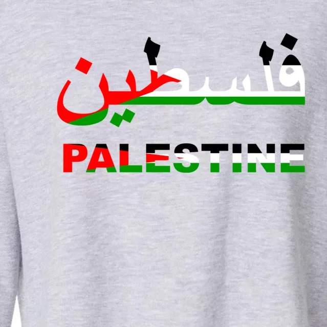 Palestine Flag Free Palestinian People Banner Arabic Gift Cropped Pullover Crew