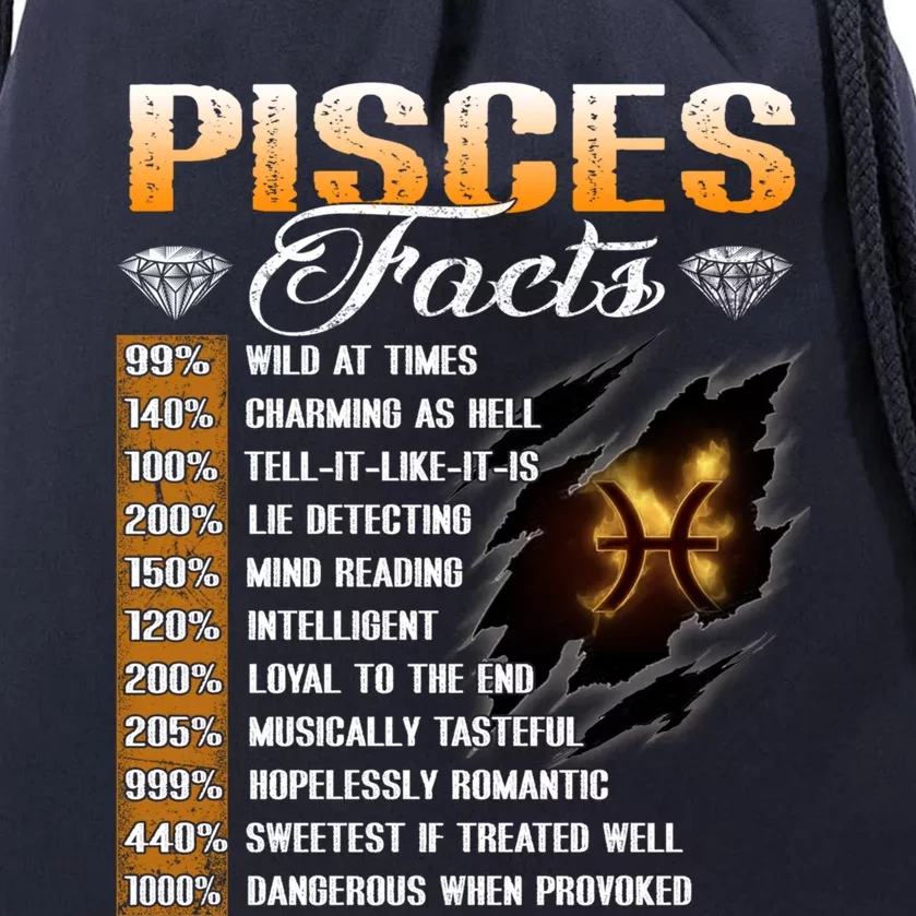 Pisces Facts Funny Zodiac Signs Birthday Funny Gift Cool Gift Drawstring Bag