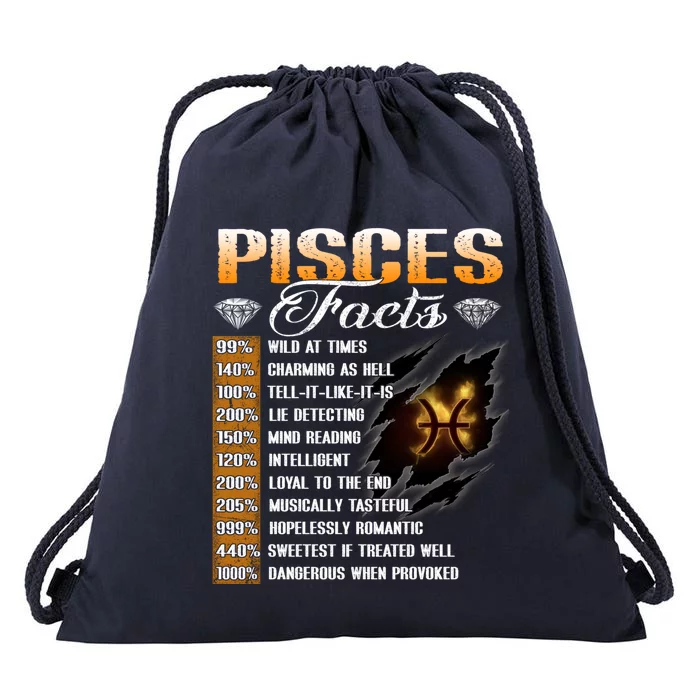 Pisces Facts Funny Zodiac Signs Birthday Funny Gift Cool Gift Drawstring Bag