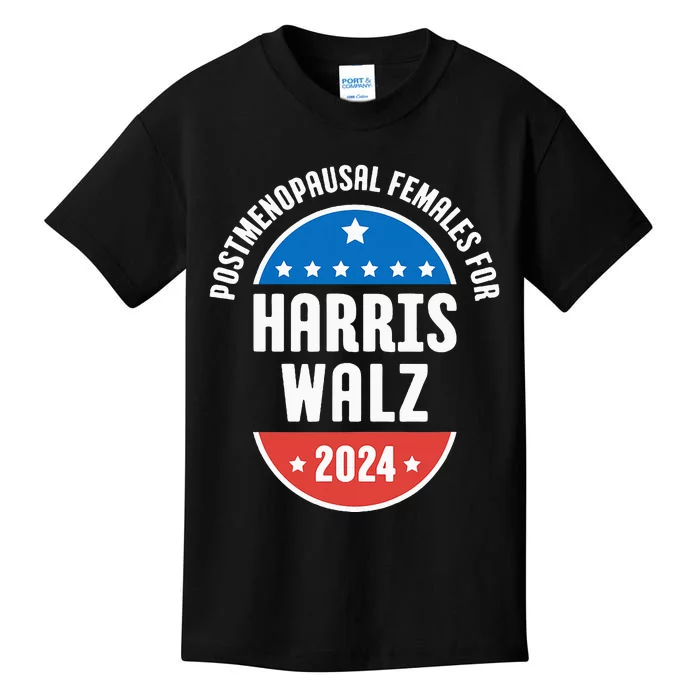 Postmenopausal Females For Harris Walz 2024 Kids T-Shirt