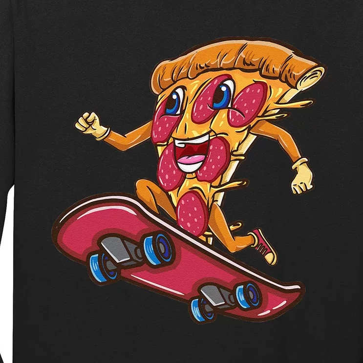 pizza food Funny Pizza Riding Skateboard Long Sleeve Shirt