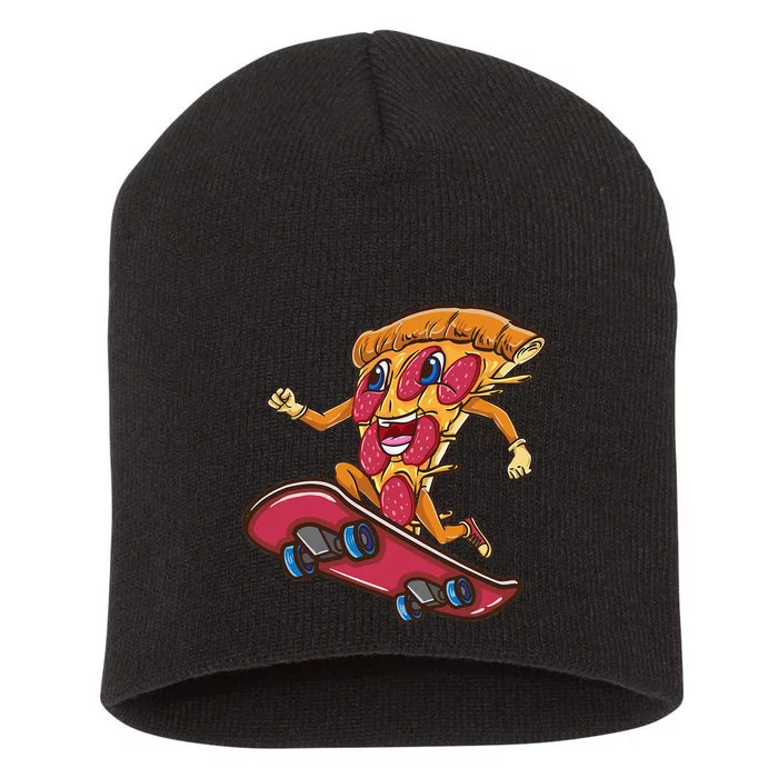 pizza food Funny Pizza Riding Skateboard Short Acrylic Beanie